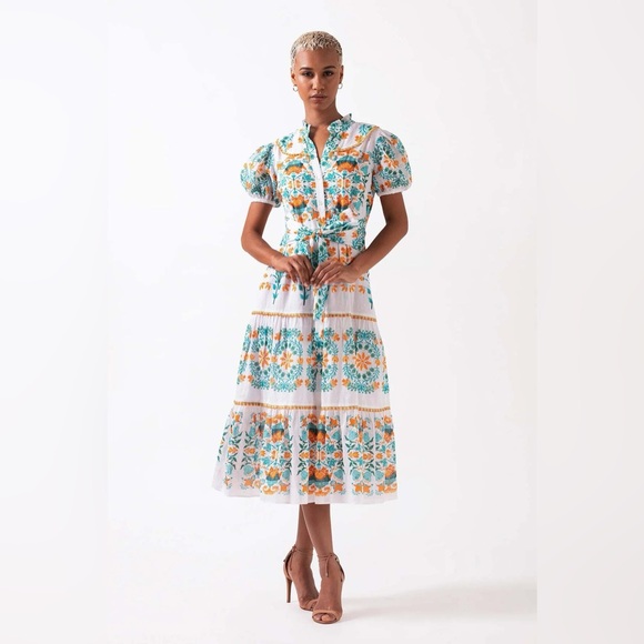 NWT CELINA MOON Be One Pippa midi sash short sleeve size M with pockets - Picture 2 of 11